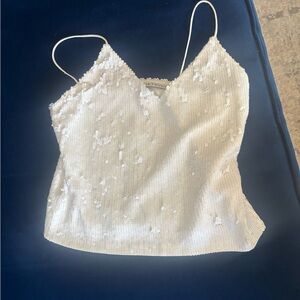 Alice + Olivia White Sequin Camisole